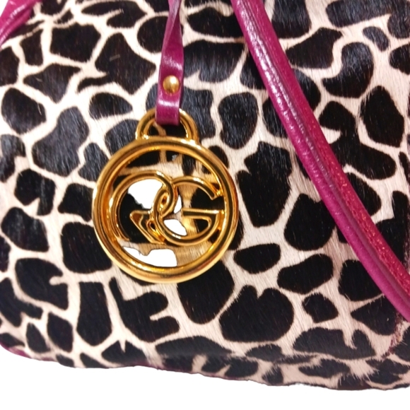 Roberta Gandolfi Italian Leather and Calf Hair Purse Animal Print Should… - Picture 5 of 10